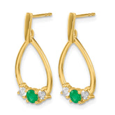 10k 1/3 carat Lab Grown Diamond VS/SI+ G+ and Created Emerald Complete Dangle Post Earrings